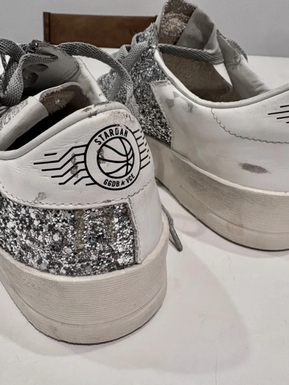 Golden Goose Stardan Silver Glitter Star Sneakers Size 40 - Picture 3 of 7